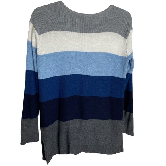 Vince Camuto Womens Colorblock Sweater Size S Blue and Gray Preppy Academia - Picture 2 of 9
